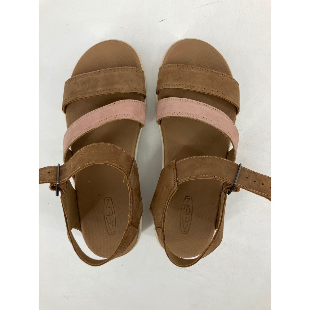 Keen Elle Backstrap Sandals Womens 8.5 Brown Pink Excellent Platform Wedge - Picture 9 of 9